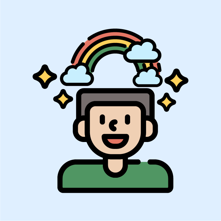 A brain and light bulb illustration representing creative imagination in a shopping mall game designed for kids.