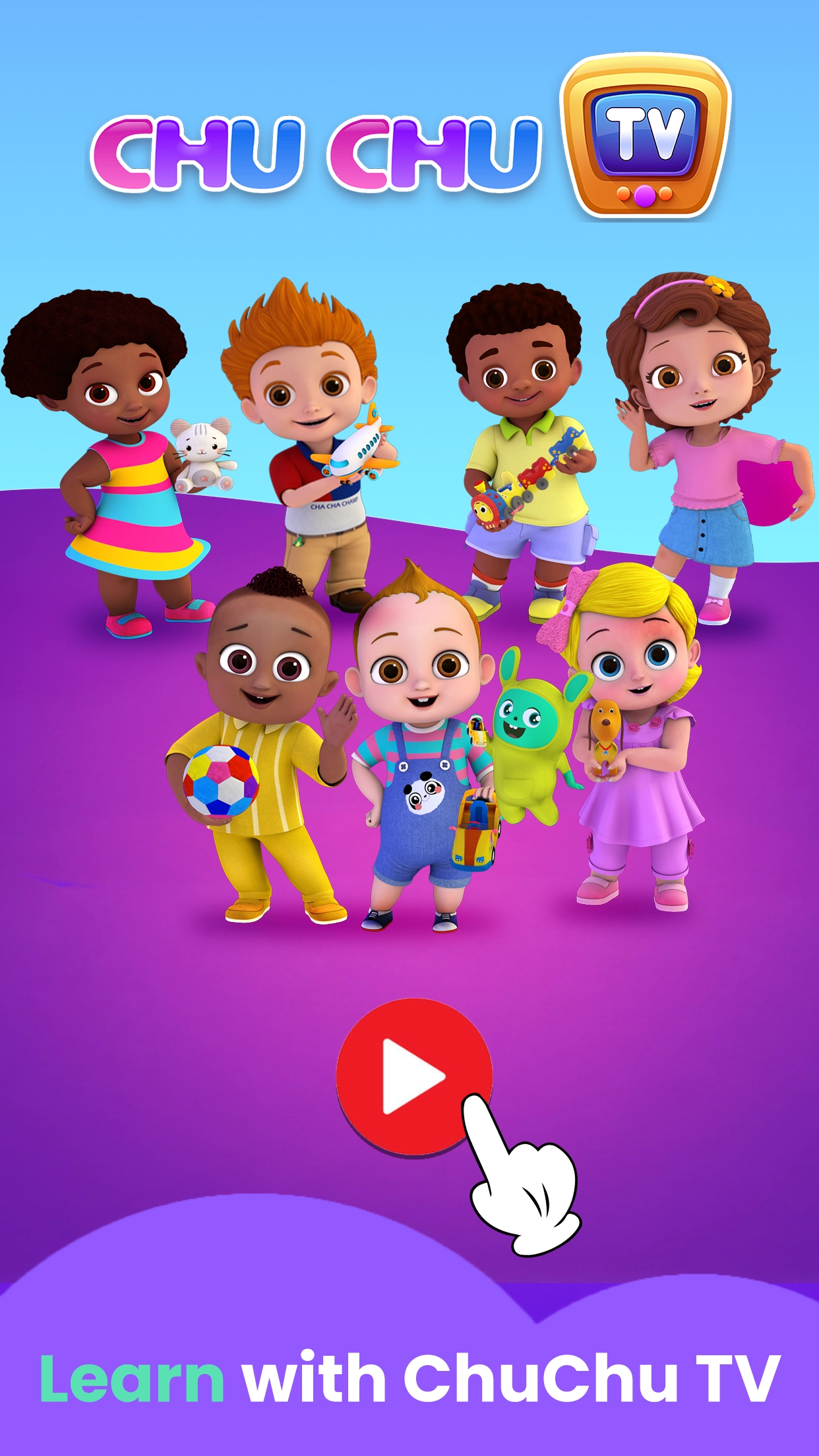 Kids enjoying ChuChu TV educational videos with fun learning activities.