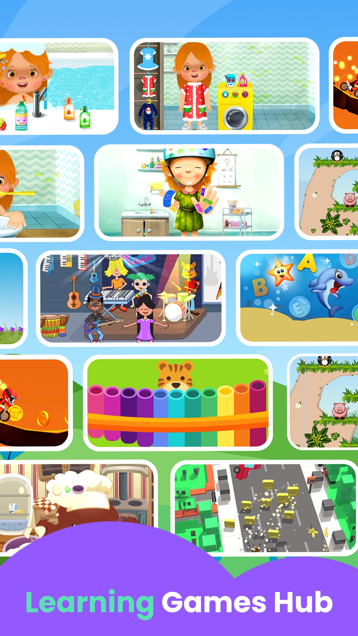 Collection of educational games for kids including math, reading, and logic activities on SKIDOS.
