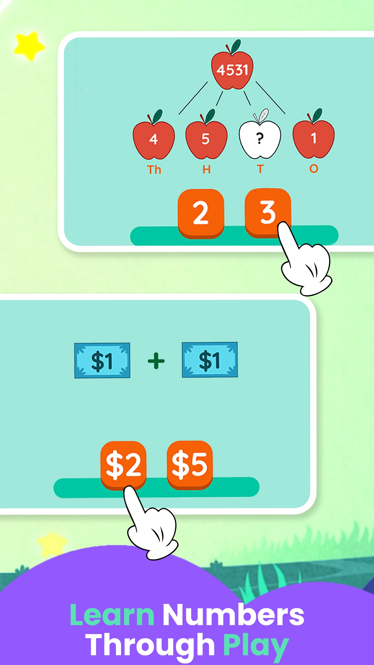 Math games for kids learning numbers and counting through interactive play.